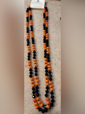 Orange and Black Beaded Layered Necklace